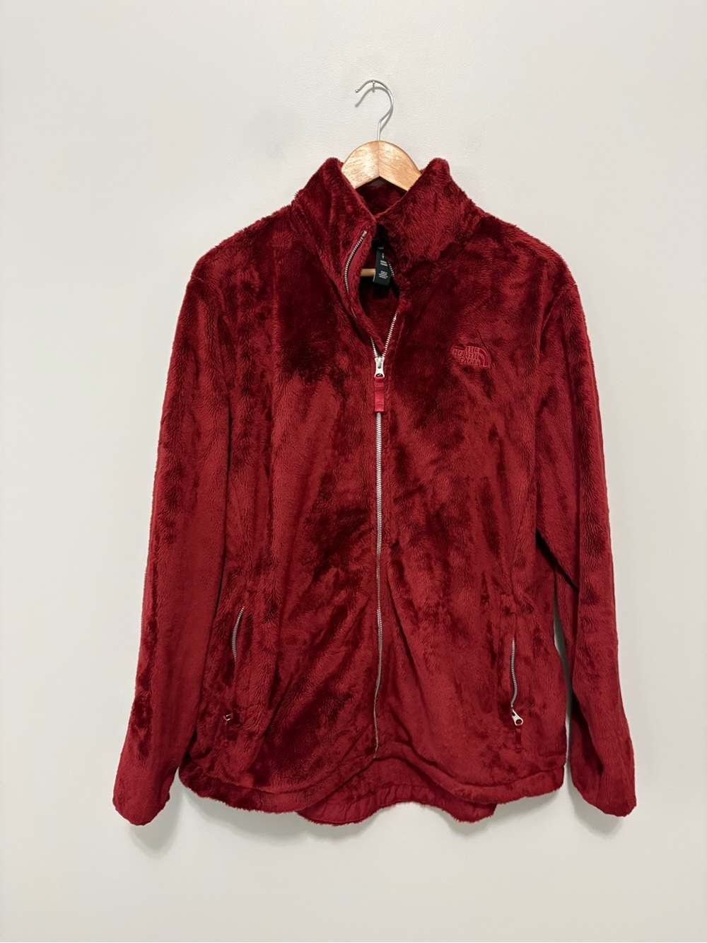The North Face Maroon Burgundy Plush Full-Zip Outdoor Hiking Jacket